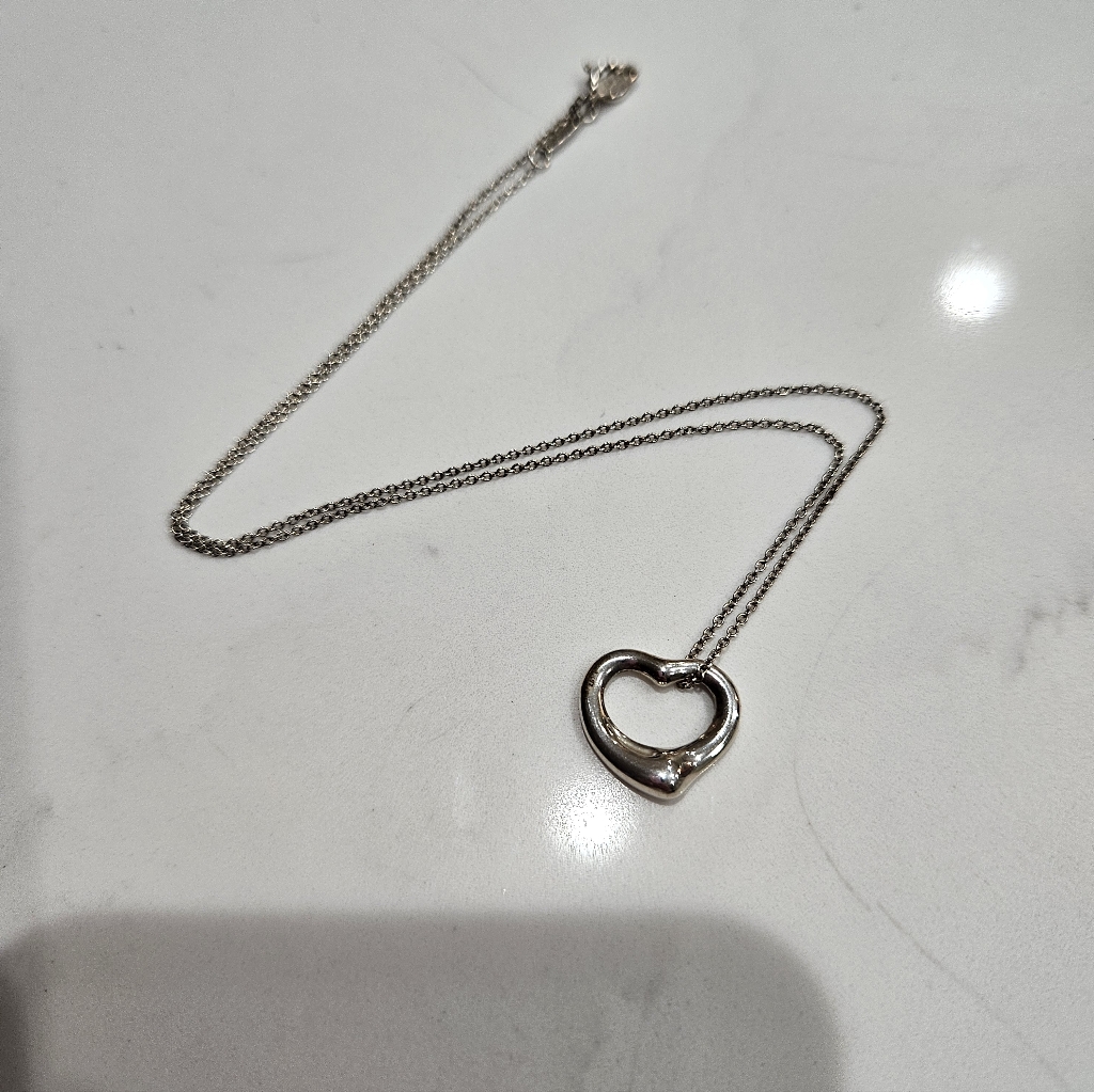 Tiffany Elsa Heart 925 Sterling Silver Necklace. 16 In Chain.